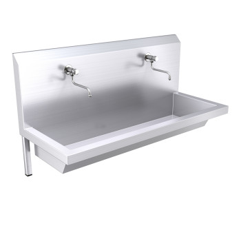 1200mm High Back Wash Trough, Self Closing Taps