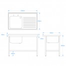 1200 x 700mm Sink (500x500mm Bowl)