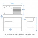 1200x 600mm Sink (Large Bowl)