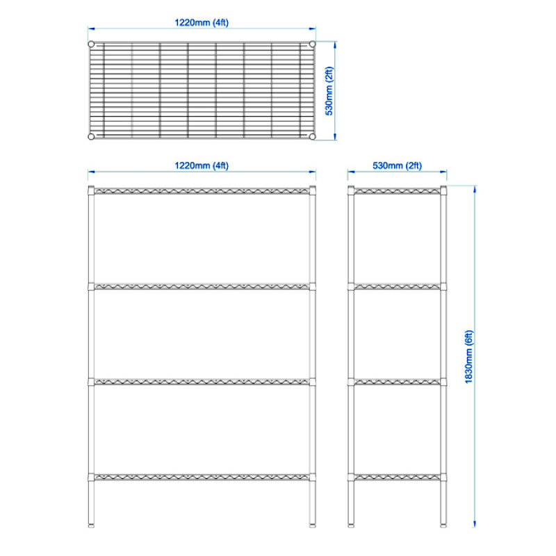 1220mm Chrome Wire Racking