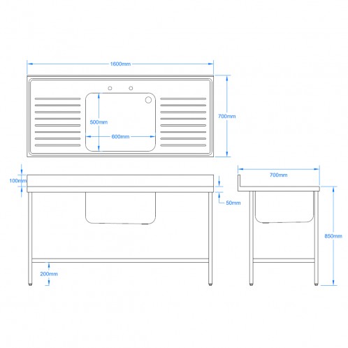 1600x 700mm Sink (Laundry Sink)