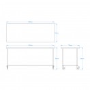 1800 x 700mm Mobile Stainless Steel Table 1800 x 700mm Mobile Stainless Steel Table