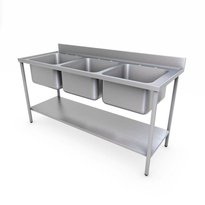 1800 x 700mm Triple Bowl Sink 