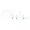 Stainless Steel Twin Lever Deck Mounted Mixer Tap with Swan Neck Spout