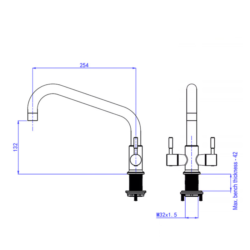 Stainless Steel Mono Mixer Tap -10” Spout
