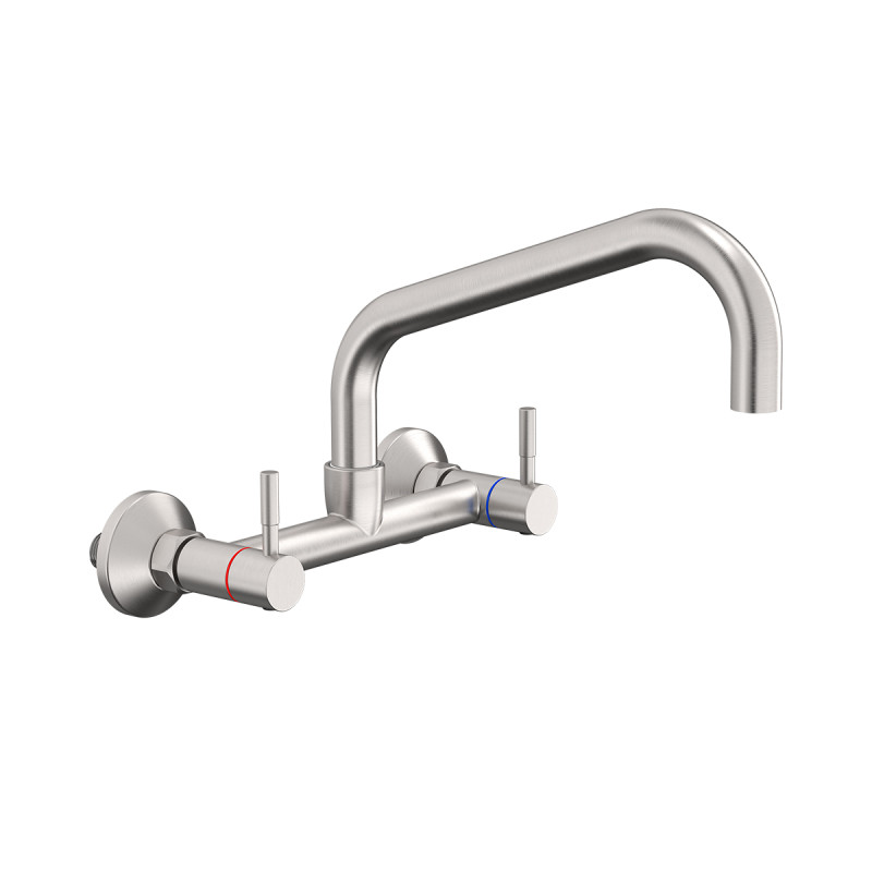 Wall Mount Kitchen Sink Mixer - Stainless Steel