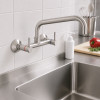 Wall Mount Kitchen Sink Mixer - Stainless Steel