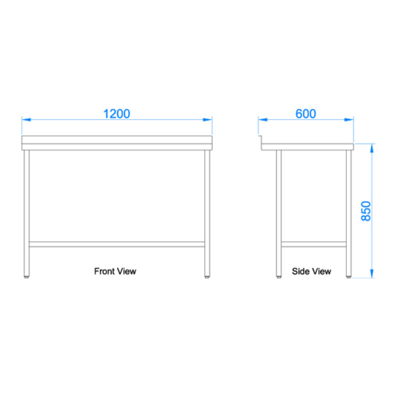 Stainless Steel Catering Prep Table - 1200 x 600mm