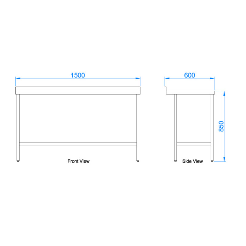 Stainless Steel Catering Prep Table - 1500 x 600mm