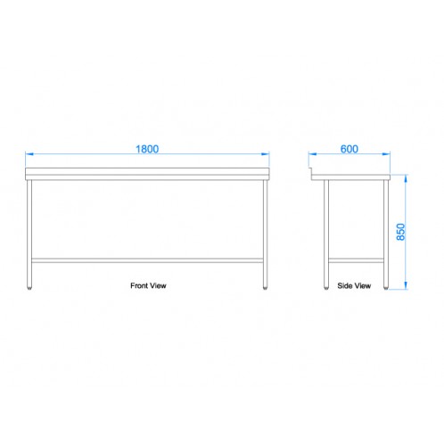 Stainless Steel Catering Prep Table - 1800 x 600mm