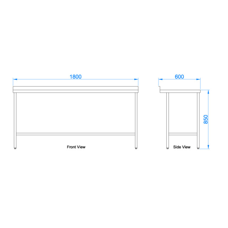 Stainless Steel Catering Prep Table - 1800 x 600mm
