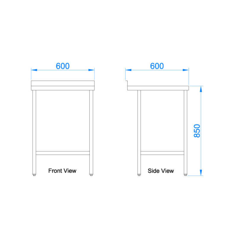 Stainless Steel Catering Prep Table - 600 x 600mm