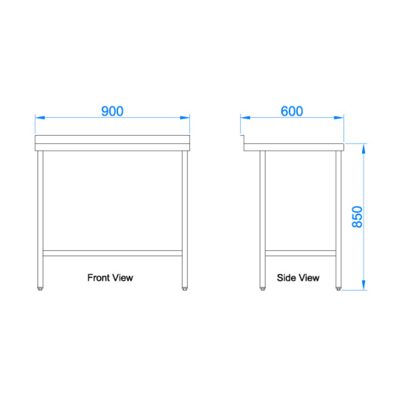 Stainless Steel Catering Prep Table - 900 x 600mm