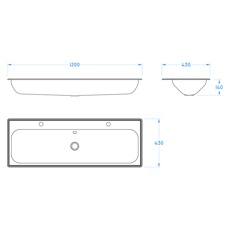 1200mm Inset Wash Trough 