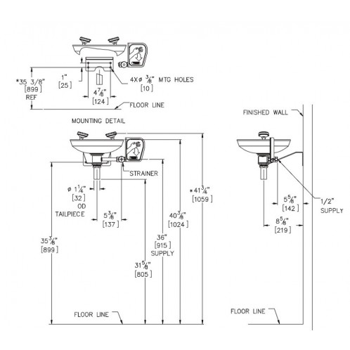 Wall Mounted Eye/Face Wash (Plastic Bowl)