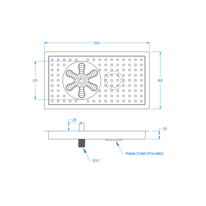 Bar Glass Rinser Fountain With Inset Tray