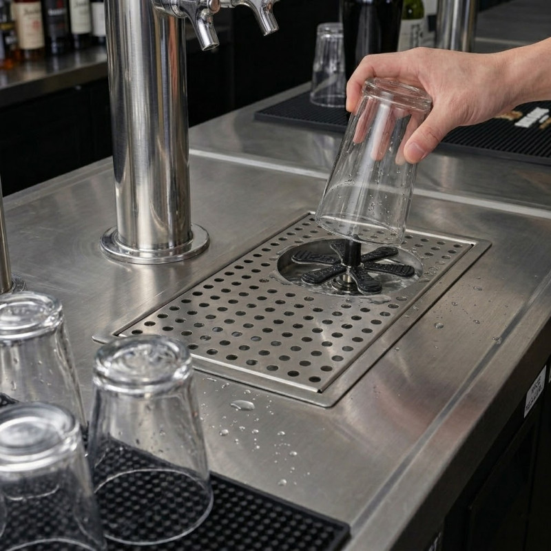 Bar Glass Rinser Fountain With Inset Tray