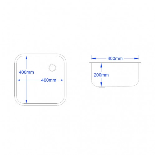 400 x 400 x 200mm Stainless Steel Inset Bowl 400 x 400 x 200mm Stainless Steel Inset Bowl