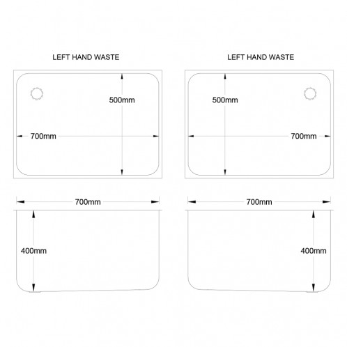 700 x 500 x 400mm 'Jumbo' Weld-in Bowl