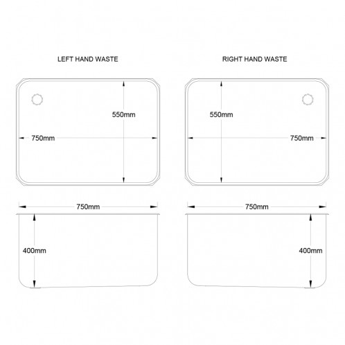 750 x 550 x 400mm 'Jumbo' Weld-in Bowl