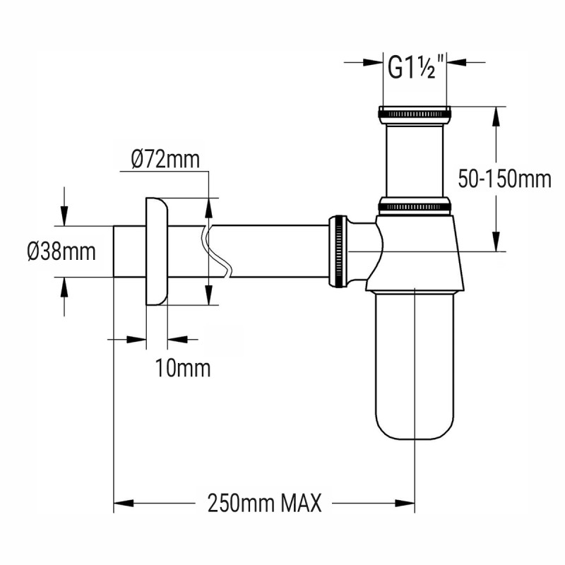 Chrome Bottle Trap 1½"