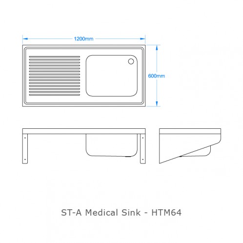 HTM64 Medical Sink and Draining Board