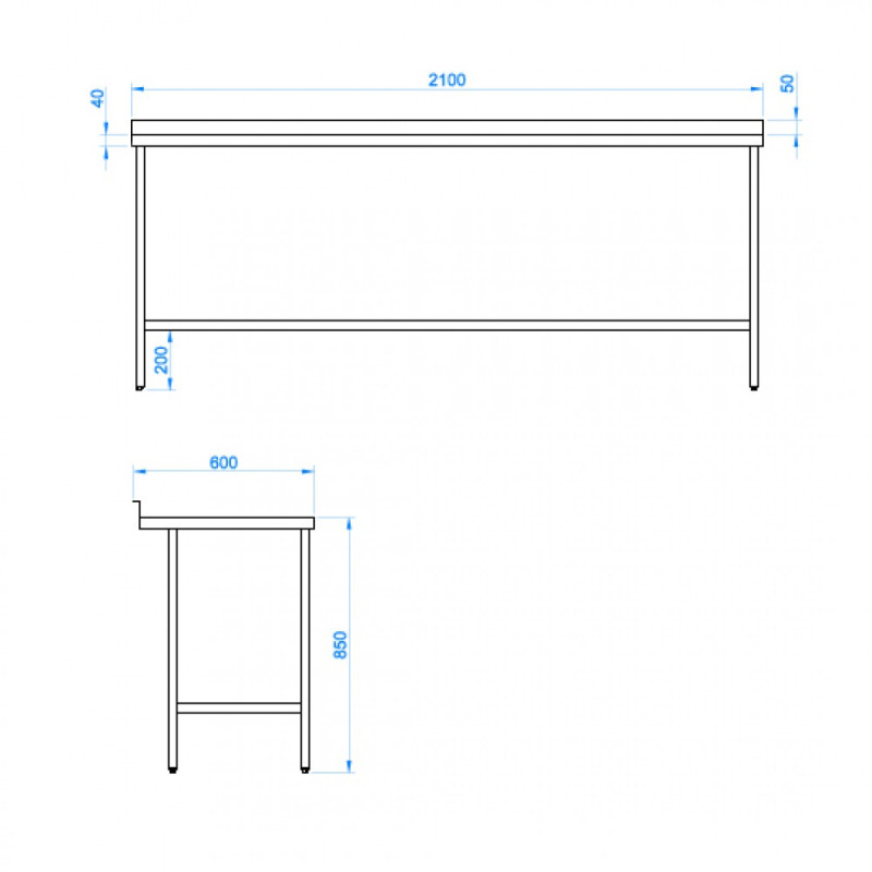Stainless Steel Catering Prep Table - 2100 x 600mm
