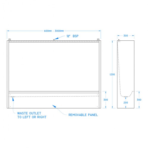 Stainless Steel Floor Trough Urinal 3000mm Stainless Steel Floor Trough Urinal 3000mm
