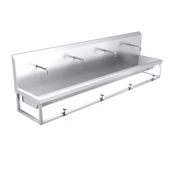 2400mm High Back Wash Trough, Leg Pedal Operated