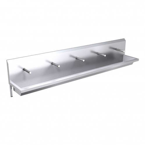 3000mm High Back Wash Trough, Sensor Operated Taps