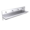 2400mm High Back Wash Trough, Self Closing Taps