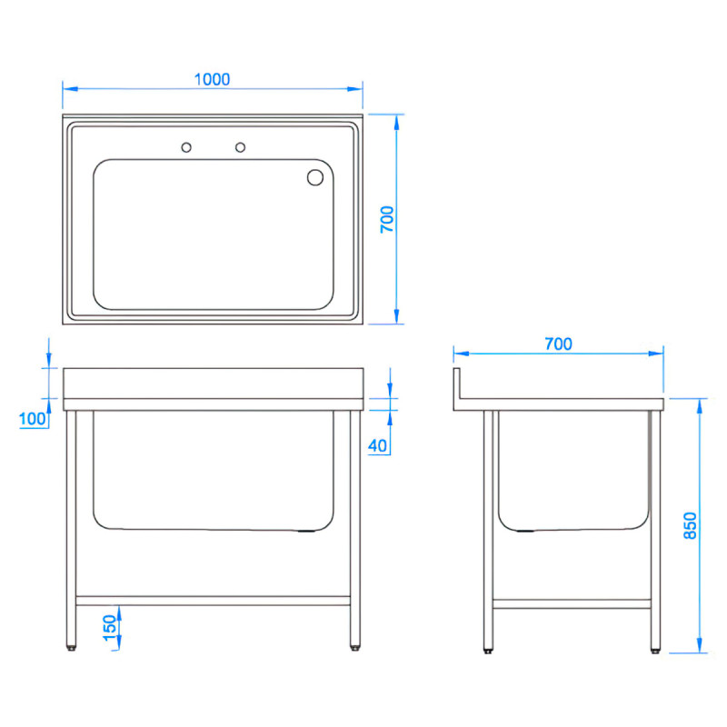 1000 x 700mm Jumbo Bowl Sink