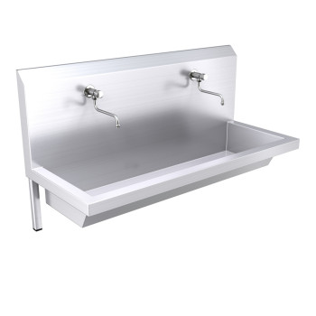 1200mm High Back Wash Trough, Self Closing Taps