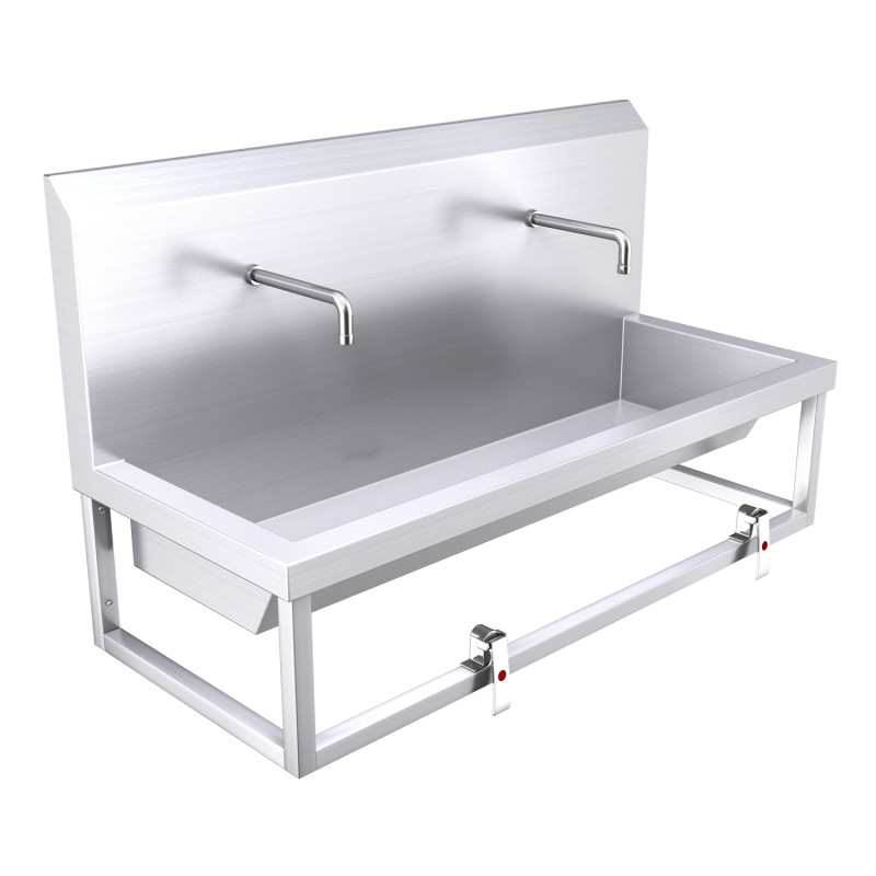 1200mm High Back Wash Trough, Leg Pedal Operated