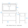 1200 x 600mm Sink (Double Bowl)