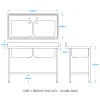 1200 x 600mm Sink (Double Bowl)