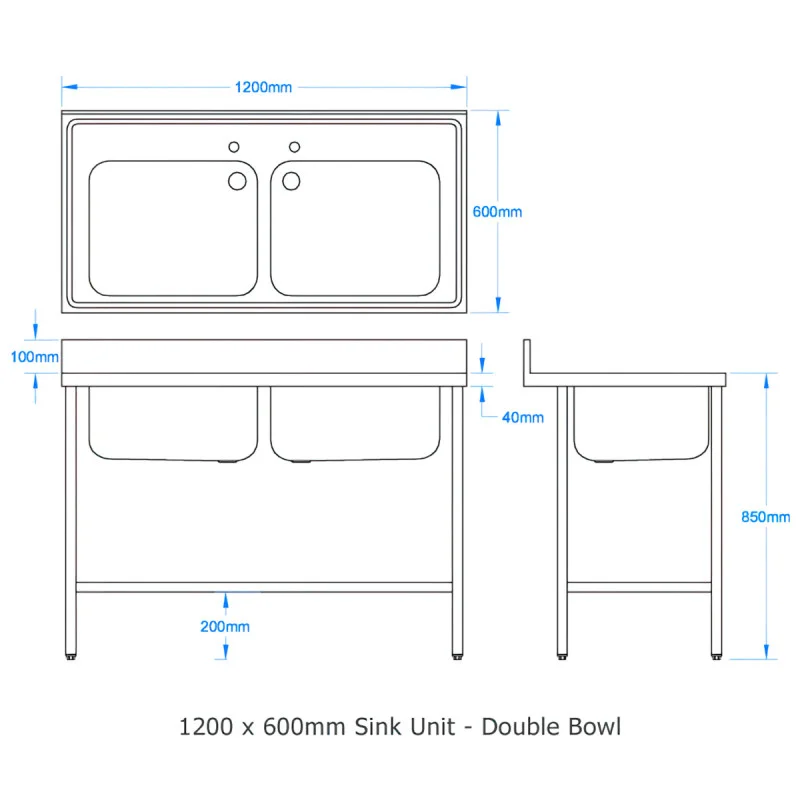 1200 x 600mm Sink (Double Bowl)