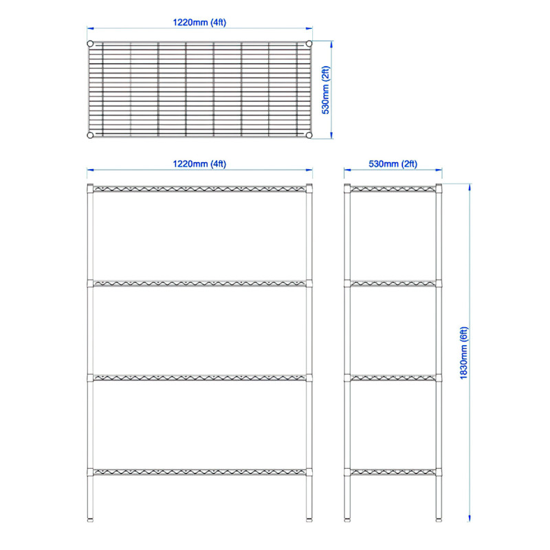 1220mm Stainless Steel Wire Racking