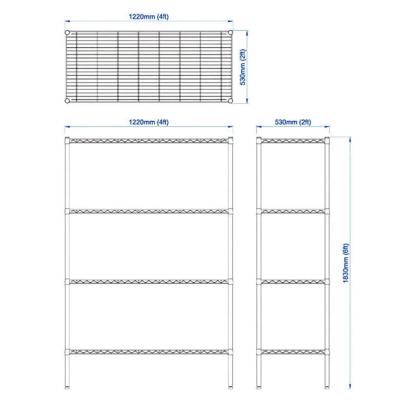 1220mm Chrome Wire Racking