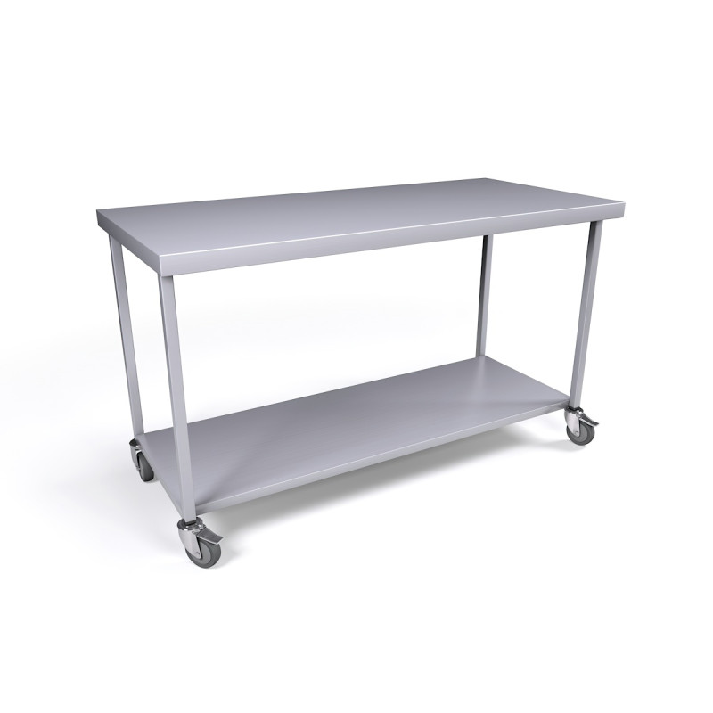 1500 x 700mm Mobile Stainless Steel Table