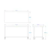 1500 x 700mm Mobile Stainless Steel Table