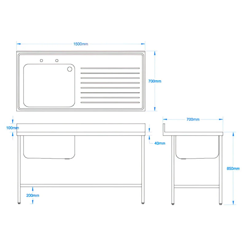 1500 x 700mm Sink