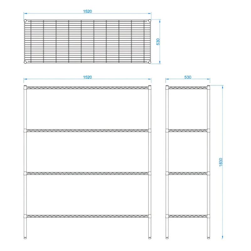 1520mm Chrome Wire Racking