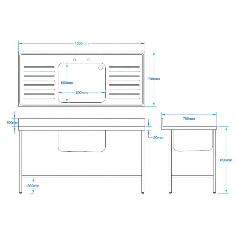 1600x 700mm Sink (Laundry Sink)