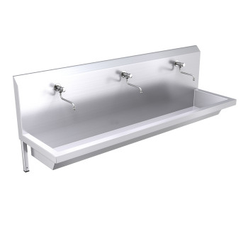 1800mm High Back Wash Trough, Self Closing Taps