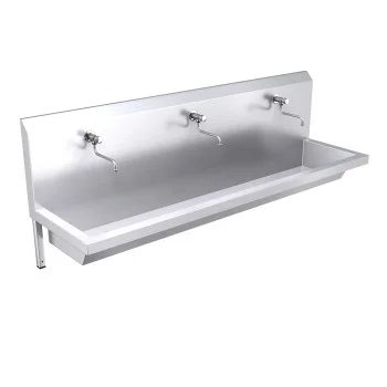 1800mm High Back Wash Trough, Self Closing Taps