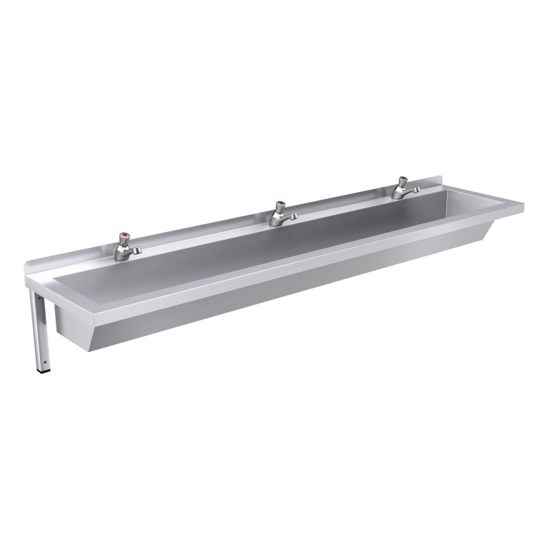 1800mm Wash Trough, Self Closing Taps