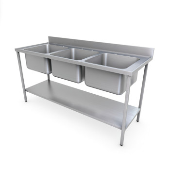 1800 x 700mm Triple Bowl Sink 
