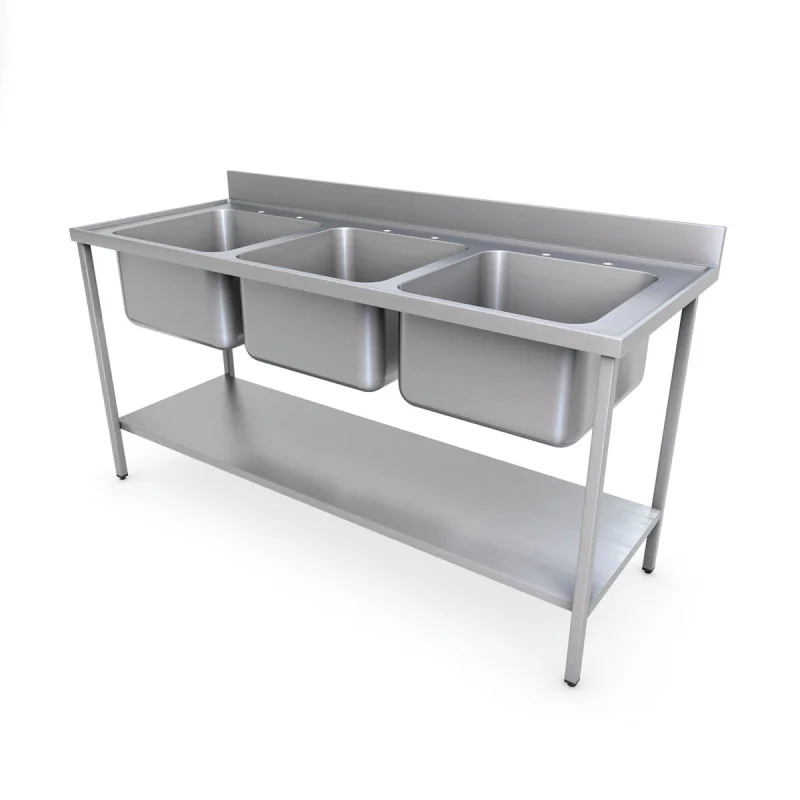 1800 x 700mm Triple Bowl Sink 