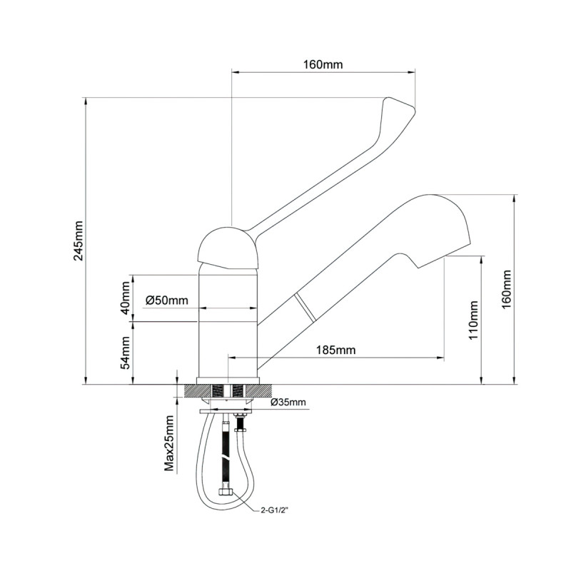 Long Lever Pull Out Tap